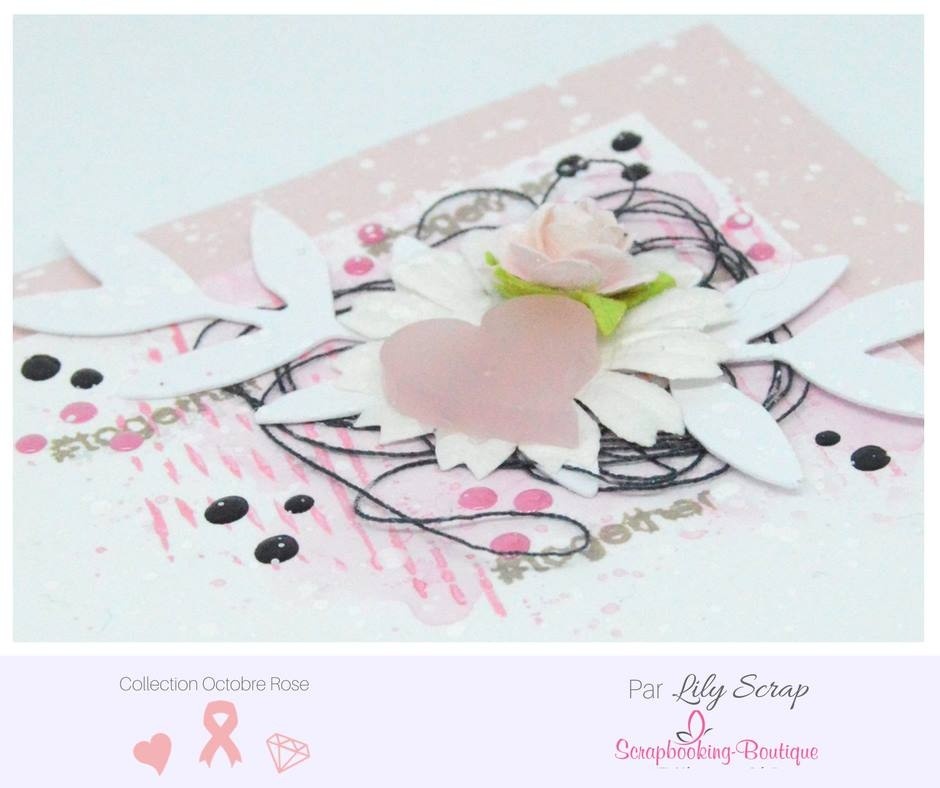 Embellissements / Motifs "ruban, coeur et diamant" en Acrylique Rose SCRAPMOUSET