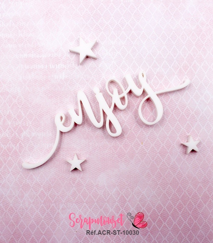 Mot enjoy en Acrylique Blanc 8,9 x 3,1 cm SCRAPMOUSET