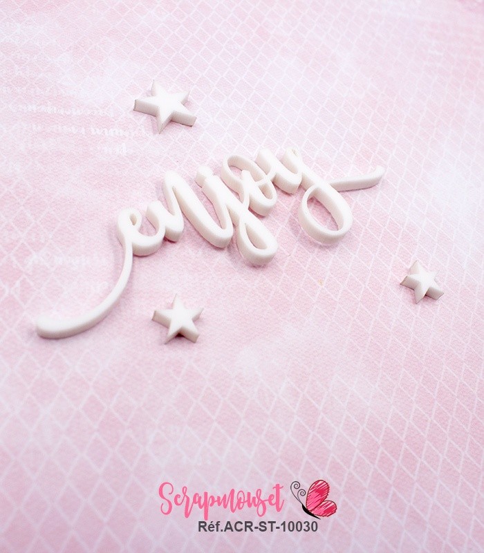 Mot enjoy en Acrylique Blanc 8,9 x 3,1 cm SCRAPMOUSET