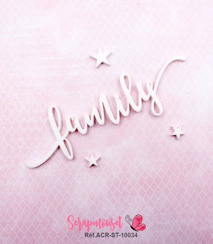 Mot family en Acrylique Blanc 11,7 x 3,5 cm SCRAPMOUSET