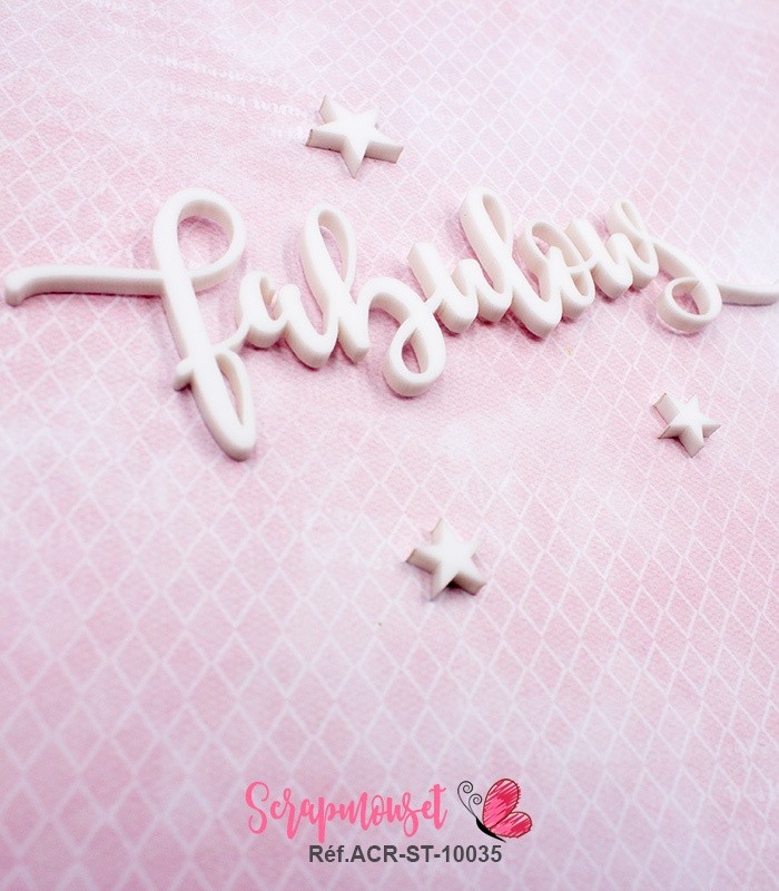 Mot fabulous en Acrylique Blanc 11,9 x 3,7 cm SCRAPMOUSET