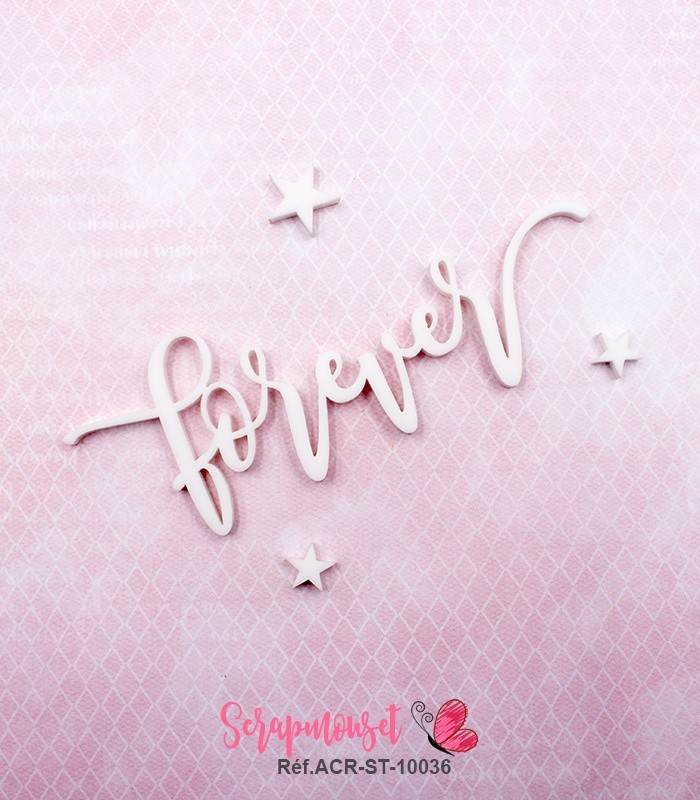 Mot forever en Acrylique Blanc 10,8 x 3,8 cm SCRAPMOUSET
