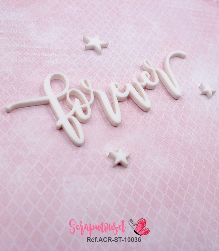 Mot forever en Acrylique Blanc 10,8 x 3,8 cm SCRAPMOUSET