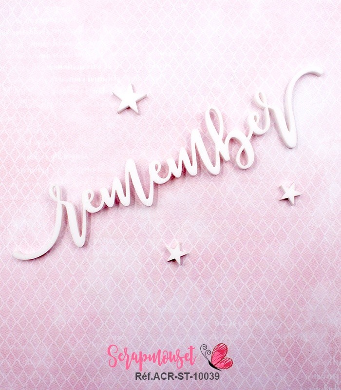 Mot remember en Acrylique Blanc 14,7 x 3 cm SCRAPMOUSET