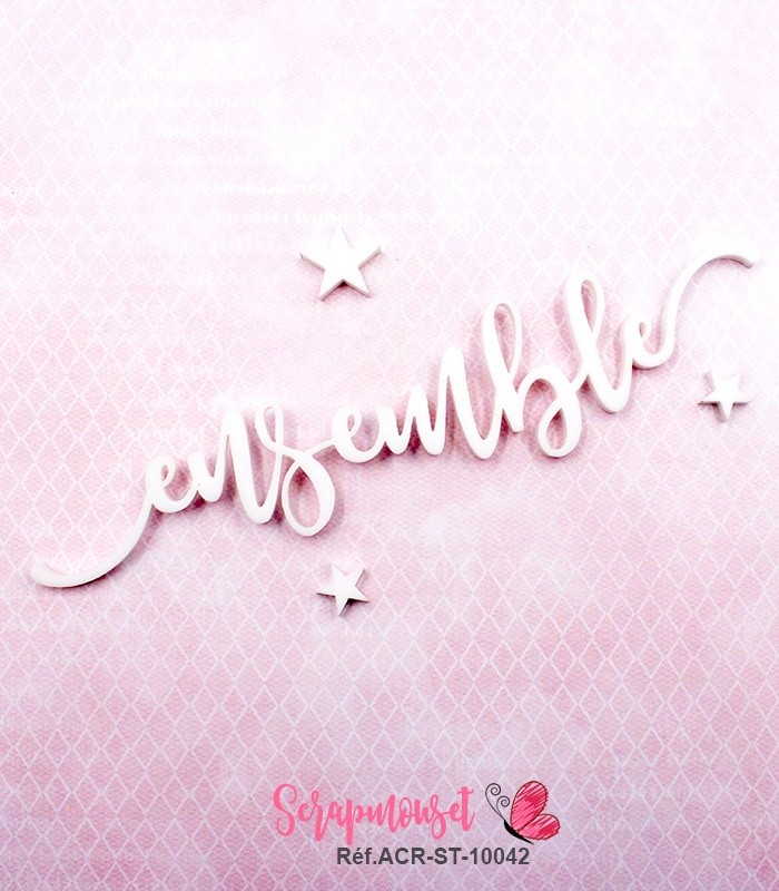 Mot ensemble en Acrylique Blanc 13,7 x 3 cm SCRAPMOUSET