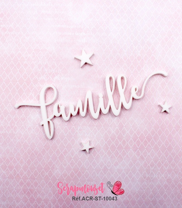 Mot famille en Acrylique Blanc 11 x 3,7 cm SCRAPMOUSET
