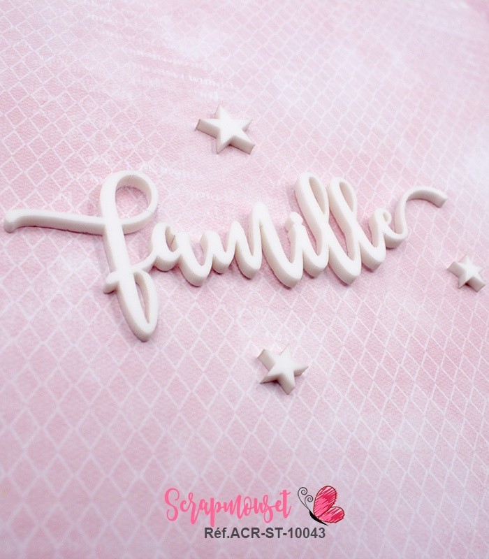 Mot famille en Acrylique Blanc 11 x 3,7 cm SCRAPMOUSET