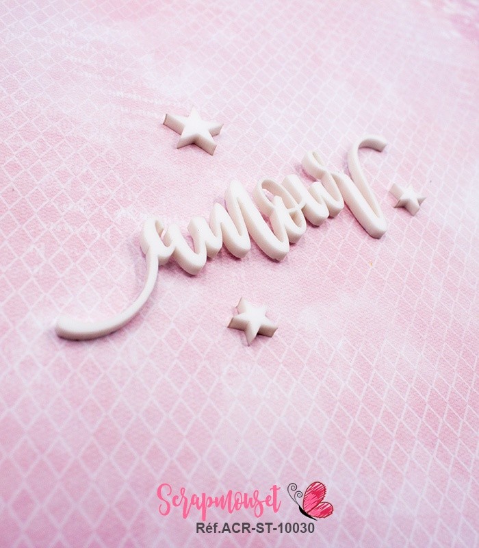 Mot amour en Acrylique Blanc 10,7 x 2,7 cm SCRAPMOUSET
