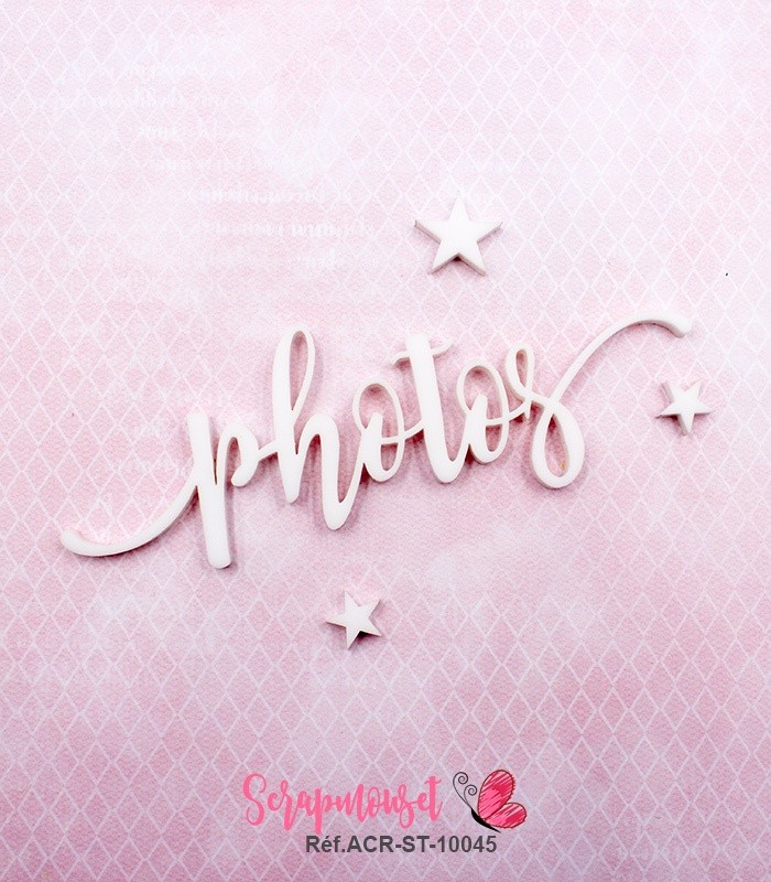 Mot photos en Acrylique Blanc 10,4 x 3,6 cm SCRAPMOUSET