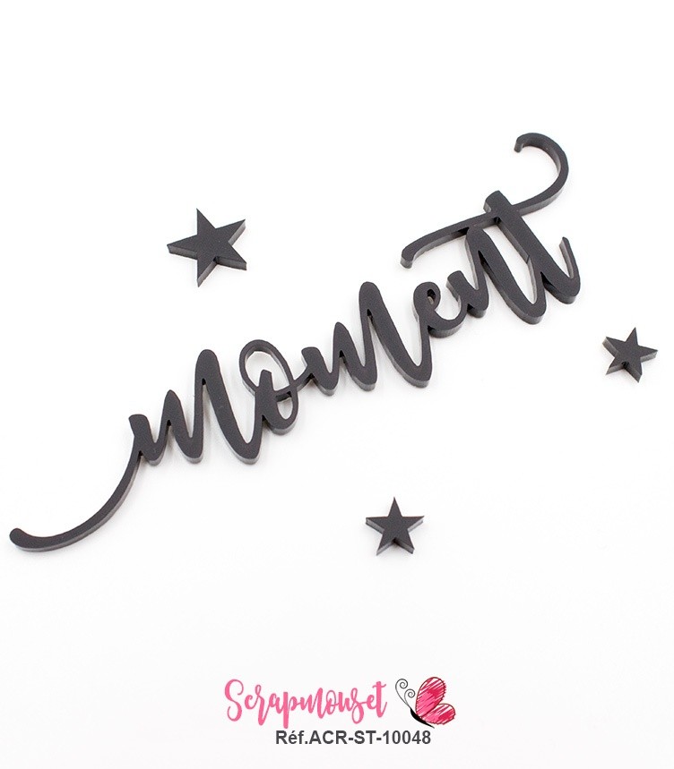 Mot moment en Acrylique Noir 11,4 x 3,4 cm SCRAPMOUSET