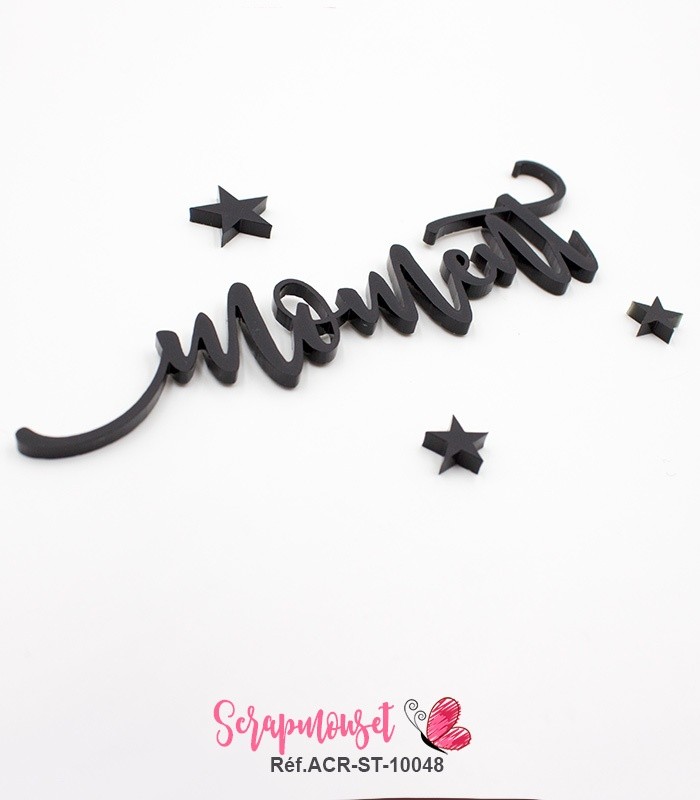 Mot moment en Acrylique Noir 11,4 x 3,4 cm SCRAPMOUSET