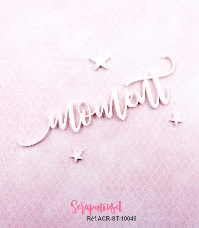 Mot moment en Acrylique Blanc 11,4 x 3,4 cm SCRAPMOUSET
