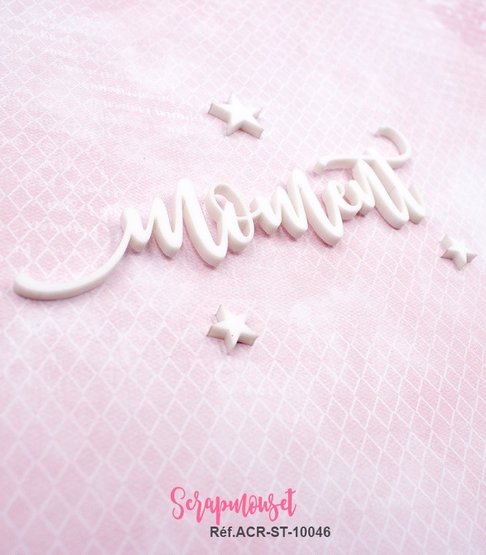 Mot moment en Acrylique Blanc 11,4 x 3,4 cm SCRAPMOUSET