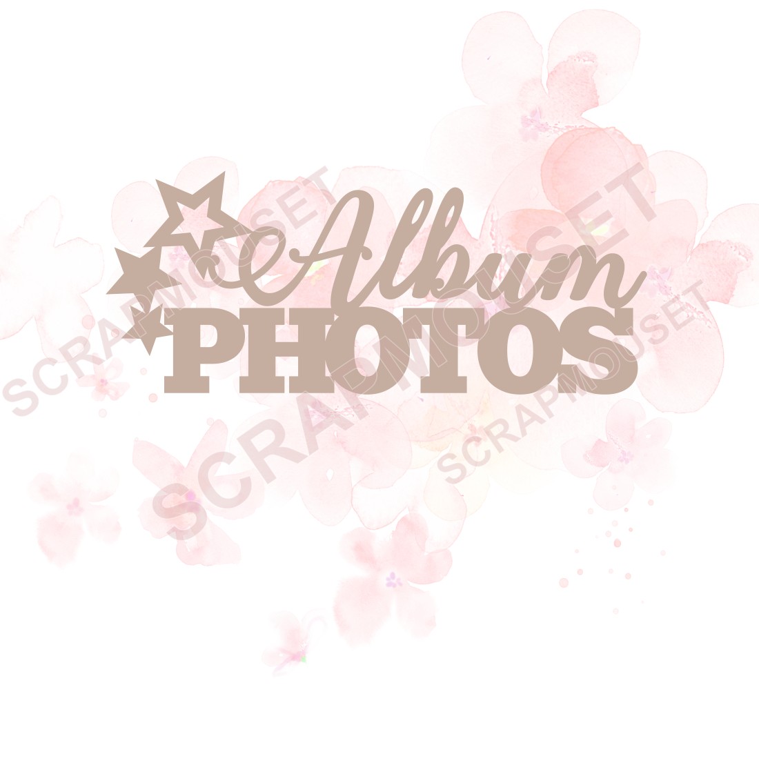 Mot Album photos et petites étoiles en carton bois SCRAPMOUSET