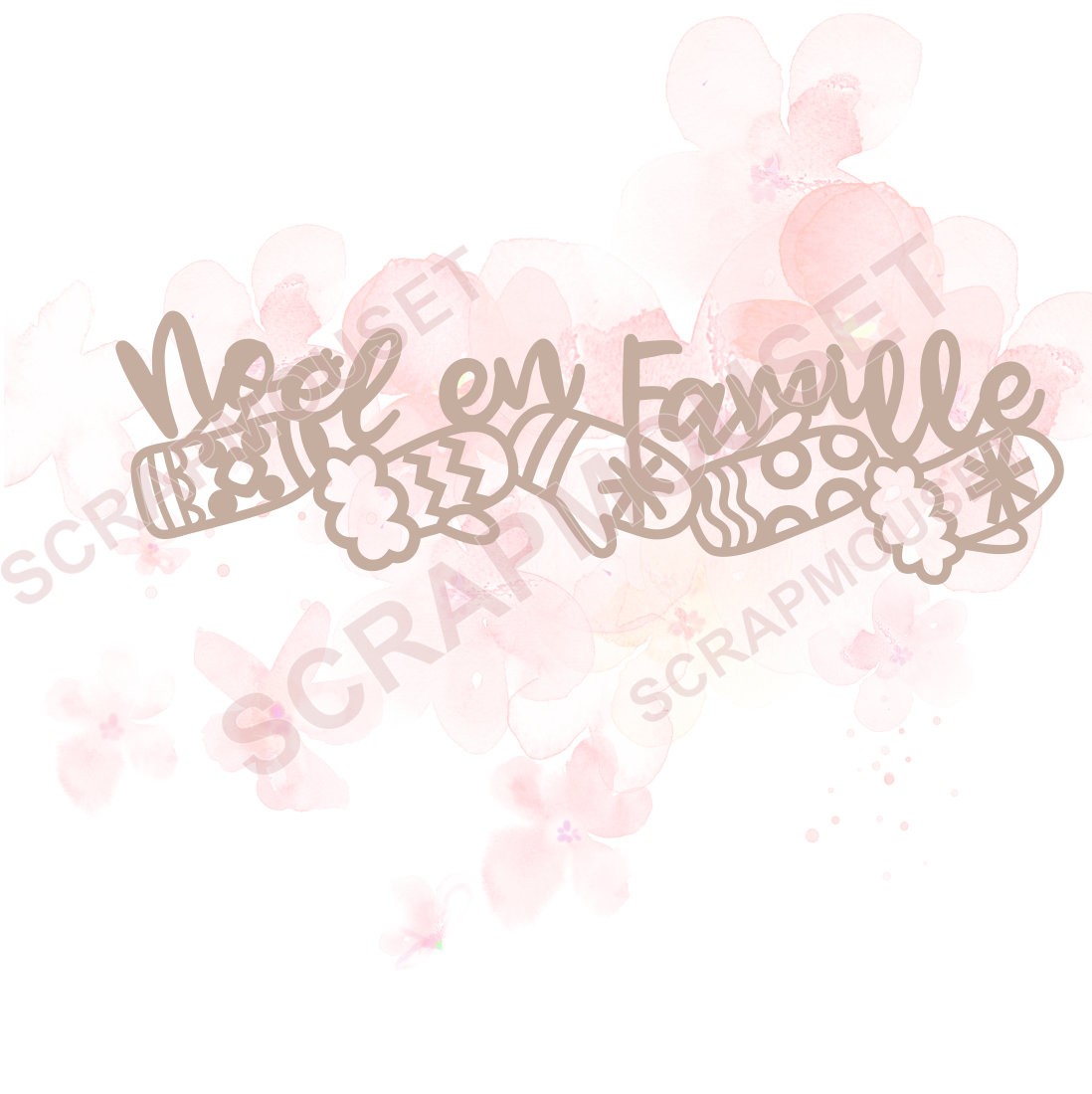 Mot Nöel en famille et petites moufles en carton bois SCRAPMOUSET