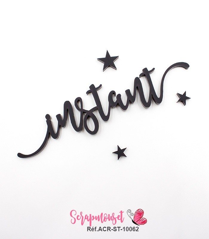 Mot instant en Acrylique Noir 11,9 x 3 cm SCRAPMOUSET