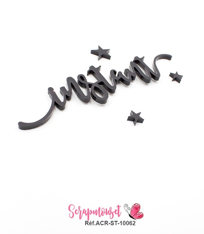 Mot instant en Acrylique Noir 11,9 x 3 cm SCRAPMOUSET