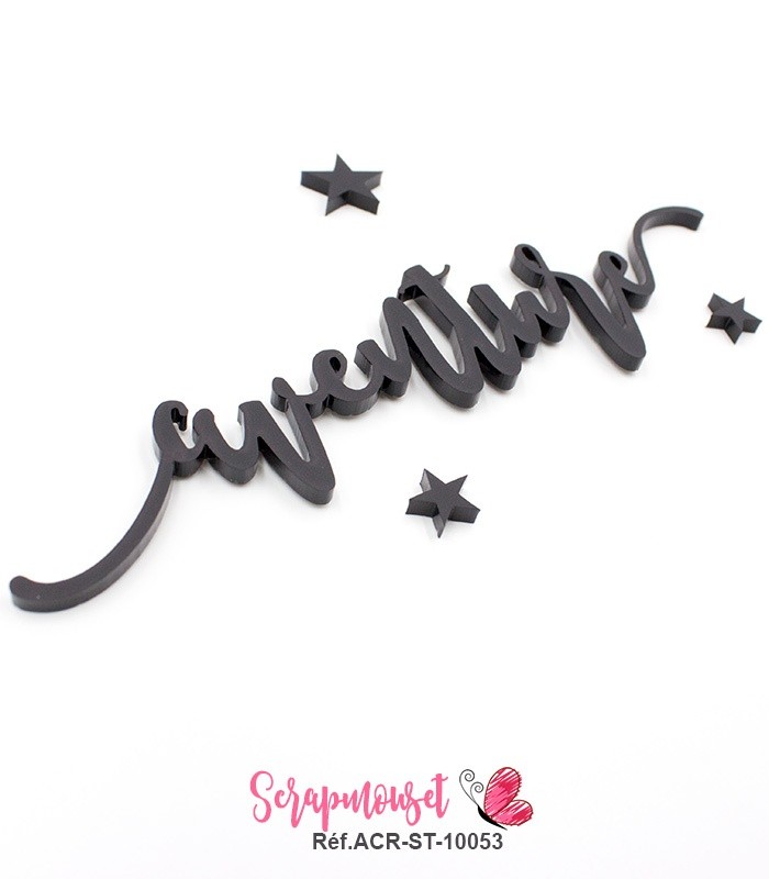 Mot aventure en Acrylique Noir 13 x 3 cm SCRAPMOUSET