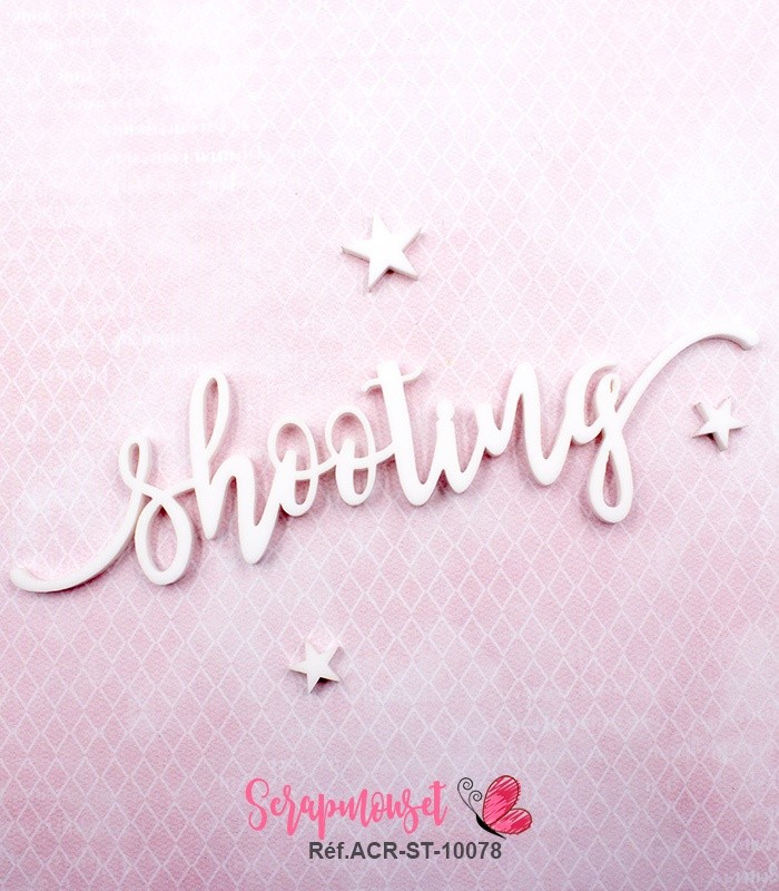 Mot shooting en Acrylique Blanc 13,2 x 3,8 cm  SCRAPMOUSET