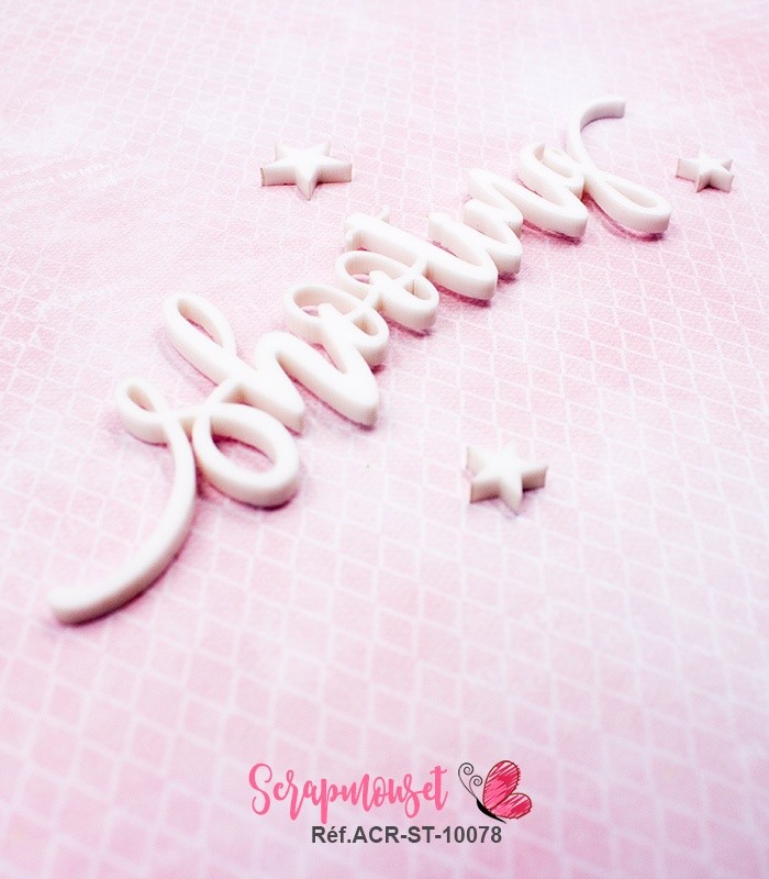Mot shooting en Acrylique Blanc 13,2 x 3,8 cm SCRAPMOUSET