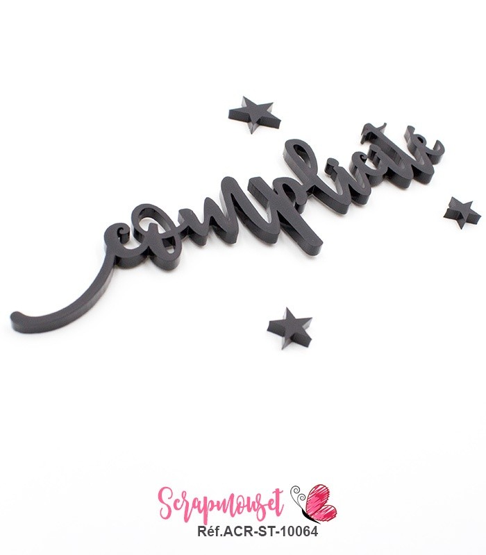 Mot complicité en Acrylique Noir 12,3 x 3,4 cm SCRAPMOUSET