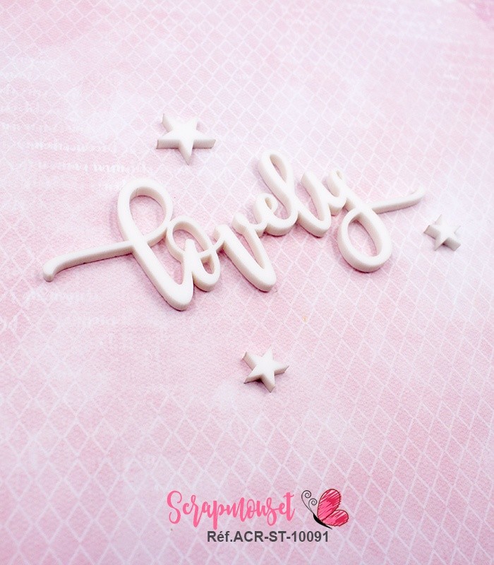 Mot lovely en Acrylique Blanc 9,3 x 4,4 cm SCRAPMOUSET