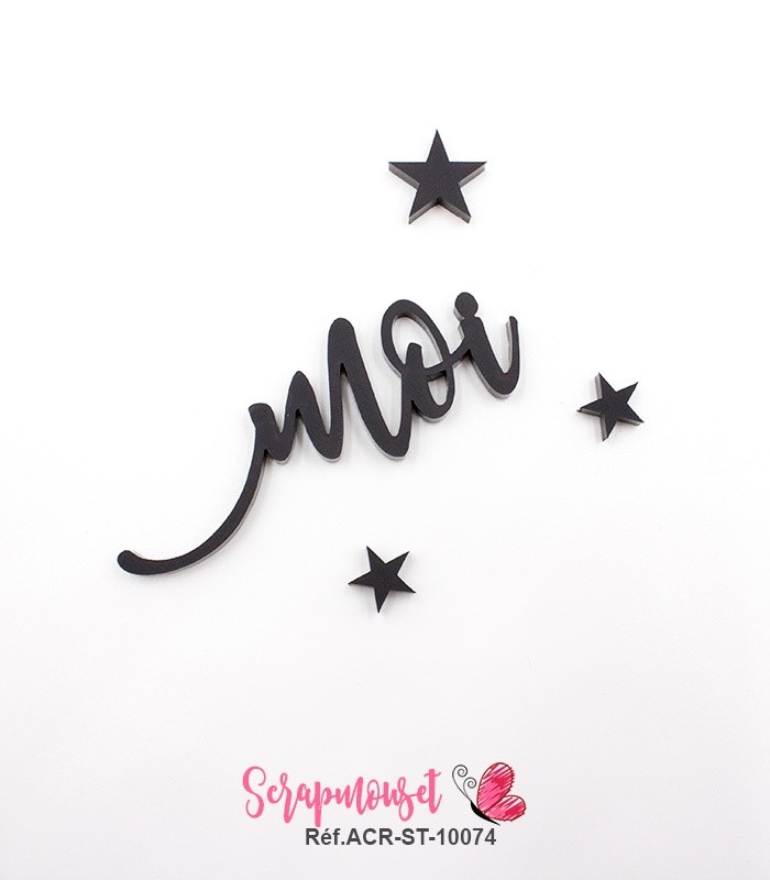 Mot moi en Acrylique Noir 6,2 x 2,3 cm SCRAPMOUSET