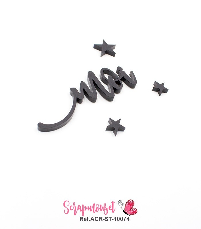Mot moi en Acrylique Noir 6,2 x 2,3 cm SCRAPMOUSET