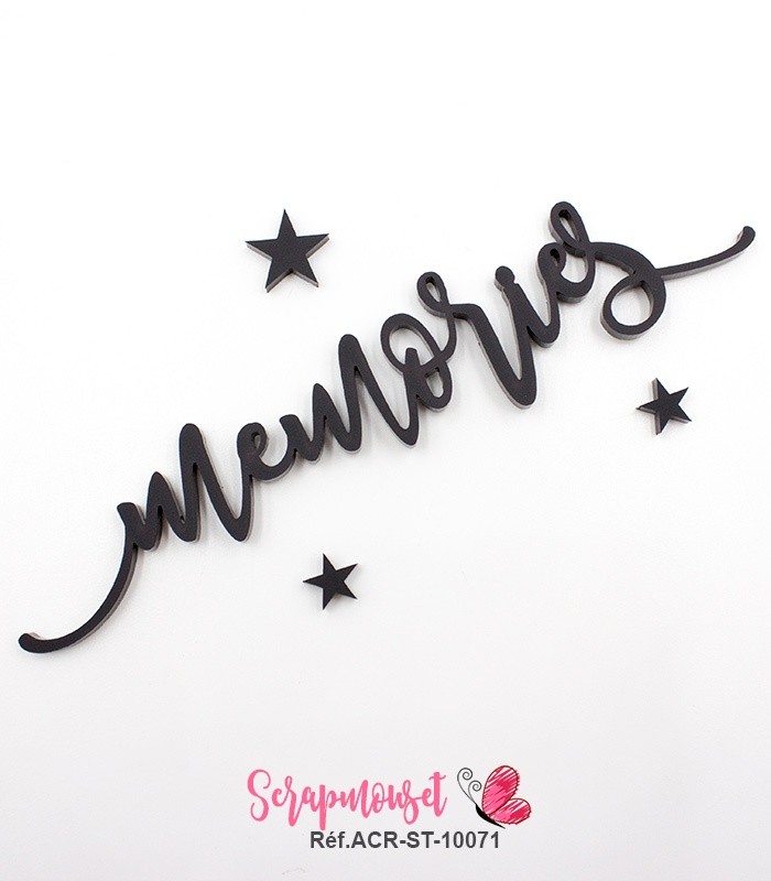 Mot memories en Acrylique Noir 13,8 x 2,8 cm SCRAPMOUSET