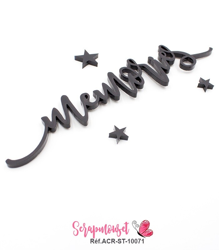Mot memories en Acrylique Noir 13,8 x 2,8 cm SCRAPMOUSET