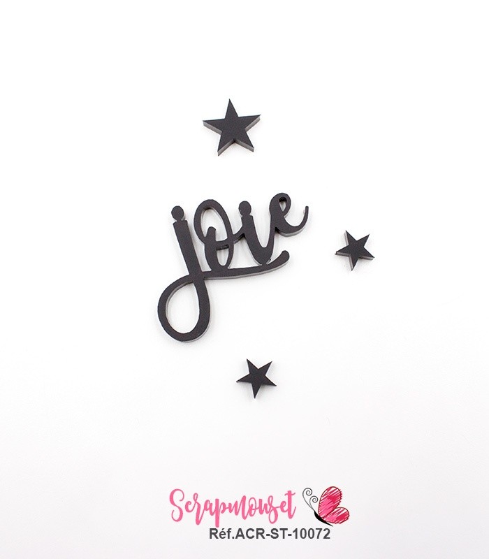 Mot joie en Acrylique Noir 4,1 x 3,1 cm SCRAPMOUSET