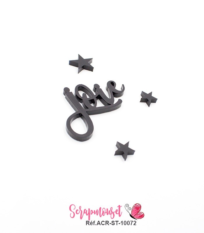 Mot joie en Acrylique Noir 4,1 x 3,1 cm SCRAPMOUSET