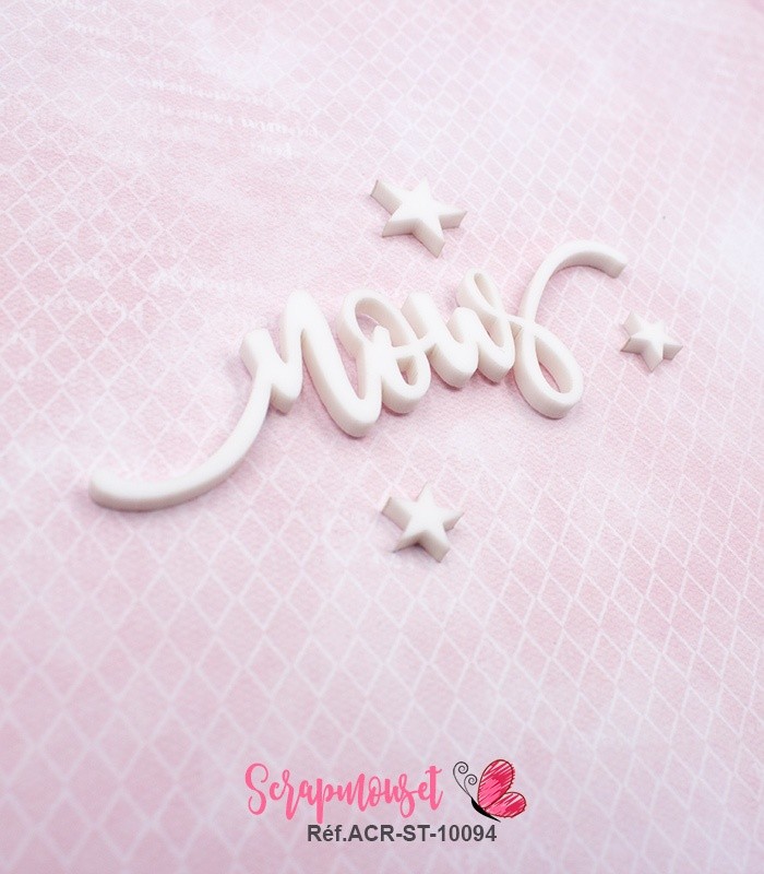 Mot nous en Acrylique Blanc 9 x 2,7 cm SCRAPMOUSET