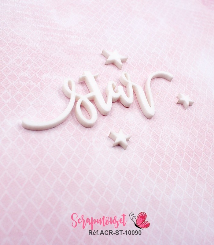 Mot star en Acrylique Blanc 8,6 x 3 cm SCRAPMOUSET