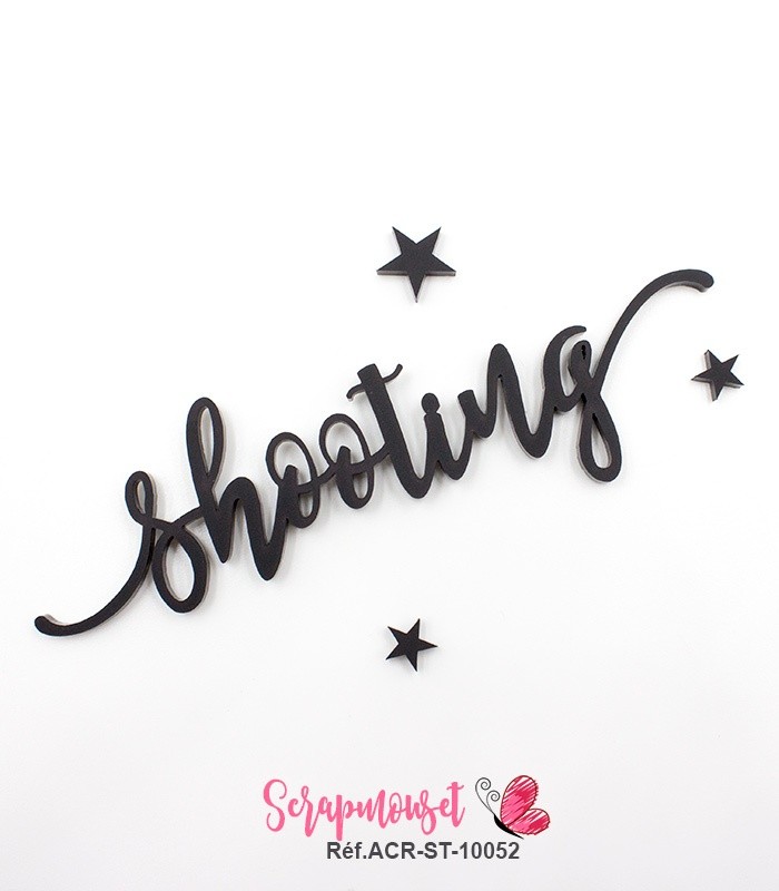 Mot shooting en Acrylique Noir 13,2 x 3,8 cm  SCRAPMOUSET