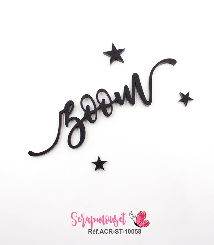 Mot zoom en Acrylique Noir 10,1 x 2,9 cm  SCRAPMOUSET