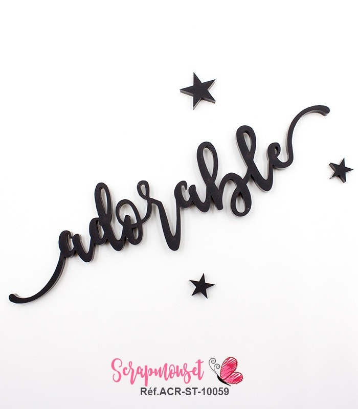 Mot adorable en Acrylique Noir 13,5 x 3,3 cm  SCRAPMOUSET
