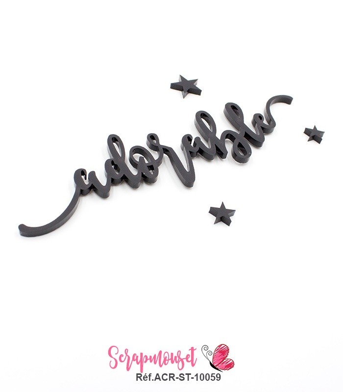 Mot adorable en Acrylique Noir 13,5 x 3,3 cm SCRAPMOUSET