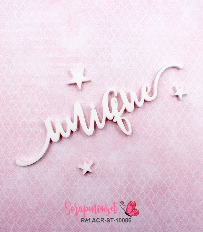 Mot unique en Acrylique Blanc 11,1 x 3 cm  SCRAPMOUSET