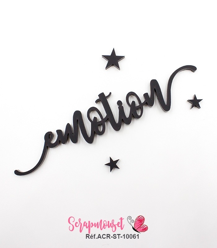 Mot emotion en Acrylique Noir 12,3 x 2,8 cm SCRAPMOUSET
