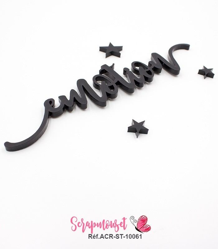Mot emotion en Acrylique Noir 12,3 x 2,8 cm SCRAPMOUSET