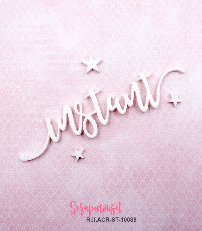 Mot instant en Acrylique Blanc 11,9 x 3 cm SCRAPMOUSET