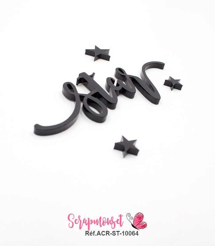 Mot star en Acrylique Noir 8,6 x 3 cm SCRAPMOUSET