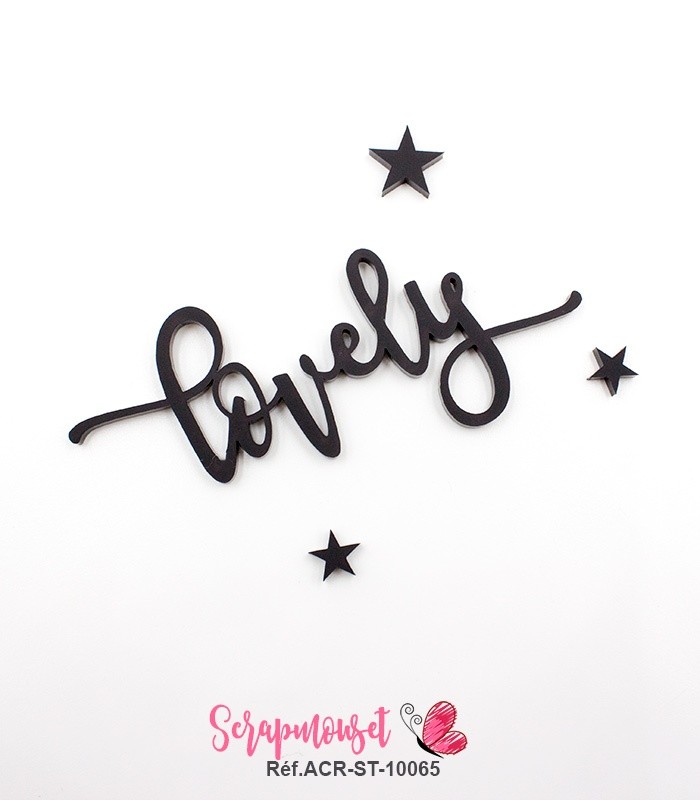 Mot lovely en Acrylique Noir 9,3 x 4,4 cm SCRAPMOUSET