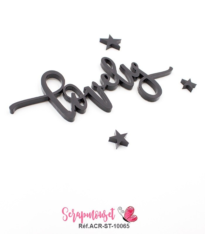 Mot lovely en Acrylique Noir 9,3 x 4,4 cm SCRAPMOUSET