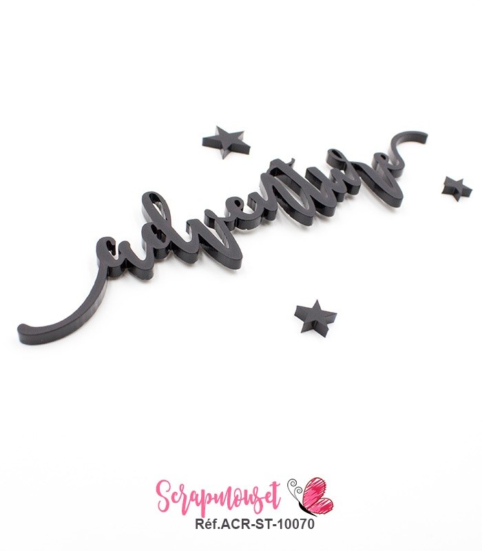 Mot adventure en Acrylique Noir 14,2 x 3,3 cm SCRAPMOUSET