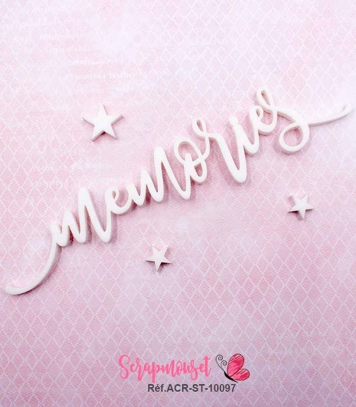 Mot memories en Acrylique Blanc 13,8 x 2,8 cm SCRAPMOUSET