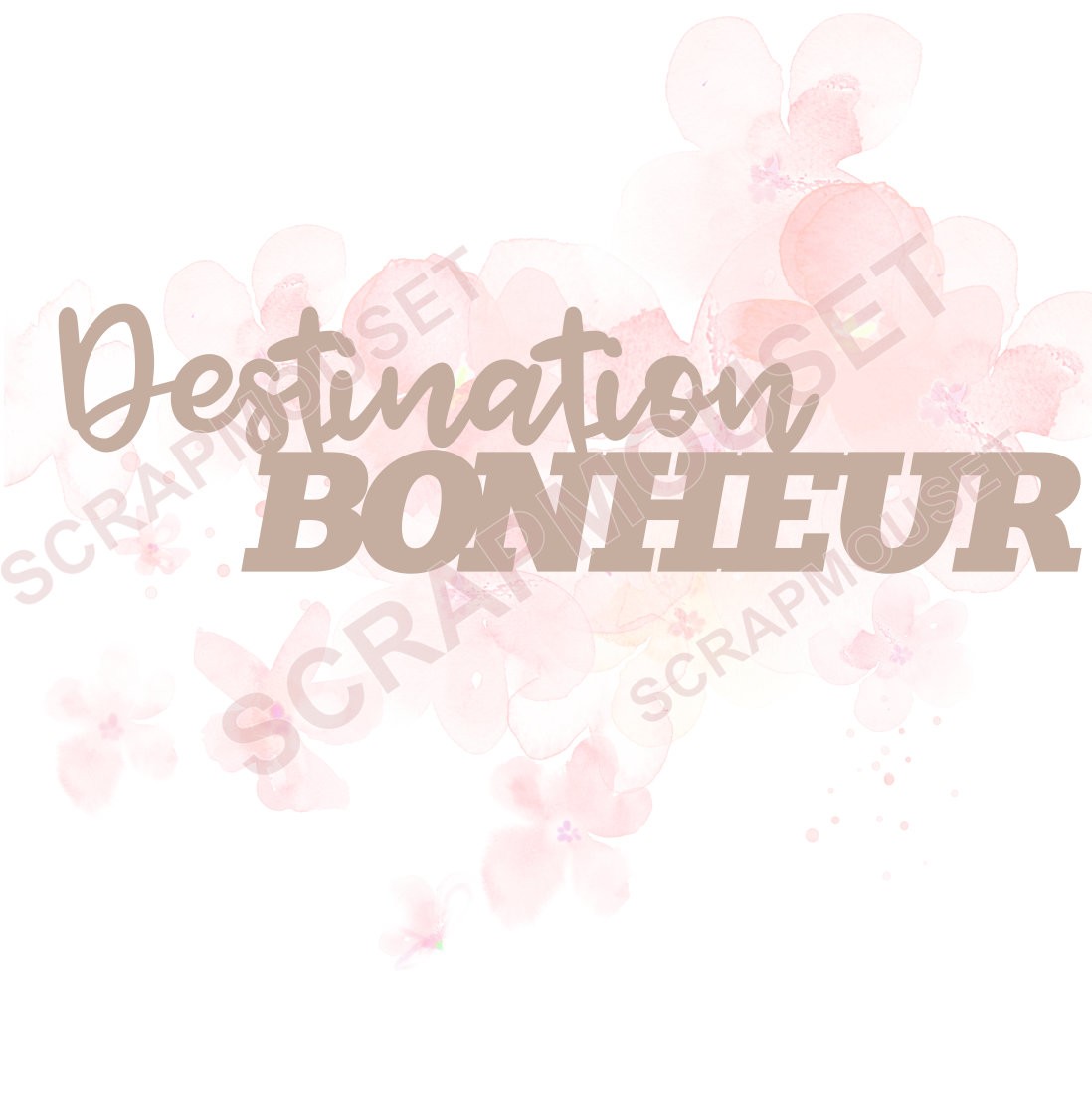 Mot Destination bonheur en carton bois SCRAPMOUSET