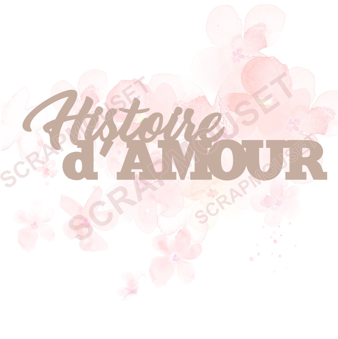 Mot histoire d'amour en carton bois SCRAPMOUSET