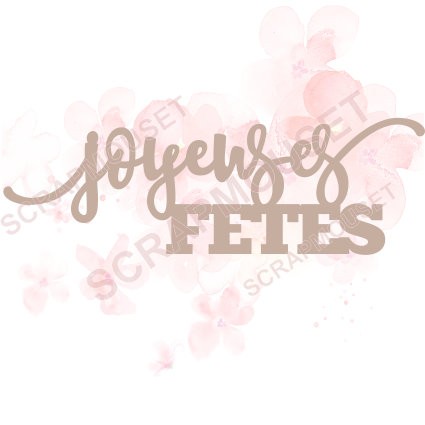 Mot Joyeuses fêtes en carton bois SCRAPMOUSET
